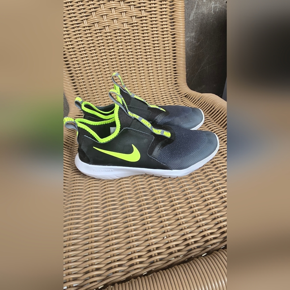 Womans Black and Neon Green Slip-On NIKE shoes!